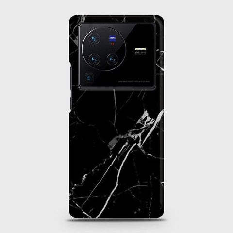 Vivo X80 Cover - Black Modern Classic Marble Printed Hard Case with Life Time Colors Guarantee
