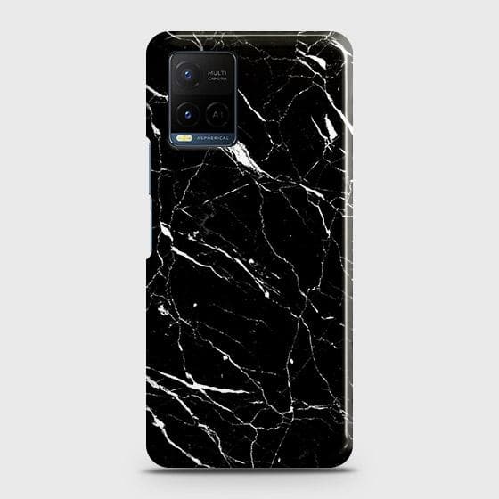 Vivo Y21 Cover - Trendy Black Marble Printed Hard Case with Life Time Colors Guarantee