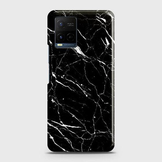 Vivo Y21 Cover - Trendy Black Marble Printed Hard Case with Life Time Colors Guarantee