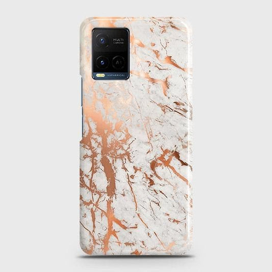 Vivo Y21 Cover - In Chic Rose Gold Chrome Style Printed Hard Case with Life Time Colors Guarantee