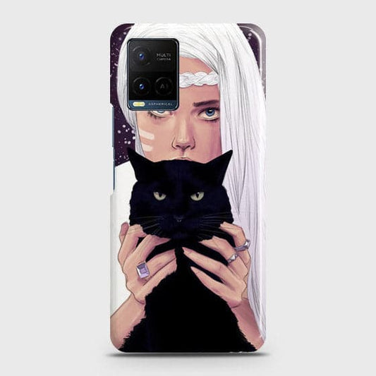Vivo Y21t Cover - Trendy Wild Black Cat Printed Hard Case with Life Time Colors Guarantee