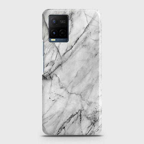Vivo Y21t Cover - Matte Finish - Trendy White Marble Printed Hard Case with Life Time Colors Guarantee