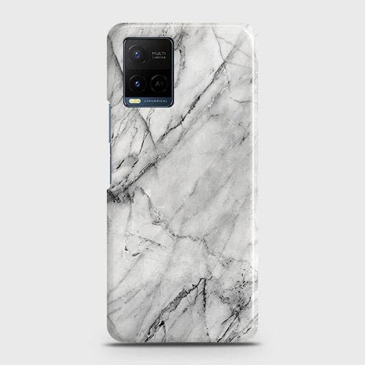 Vivo Y21 Cover - Matte Finish - Trendy White Marble Printed Hard Case with Life Time Colors Guarantee
