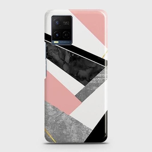 Vivo Y33s Cover - Matte Finish - Geometric Luxe Marble Trendy Printed Hard Case with Life Time Colors Guarantee
