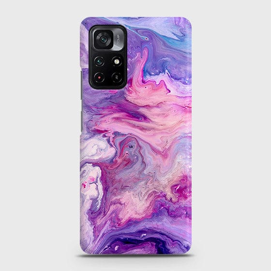 Xiaomi Poco M4 Pro 5G Cover - Chic Blue Liquid Marble Printed Hard Case with Life Time Colors Guarantee
