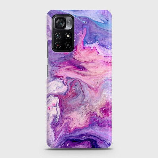 Xiaomi Poco M4 Pro 5G Cover - Chic Blue Liquid Marble Printed Hard Case with Life Time Colors Guarantee