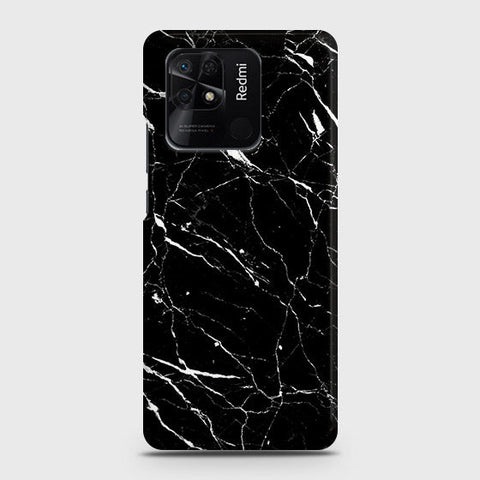 Xiaomi Redmi 10C Cover - Trendy Black Marble Printed Hard Case with Life Time Colors Guarante