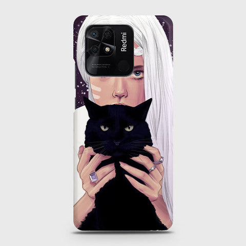 Xiaomi Redmi 10C Cover - Trendy Wild Black Cat Printed Hard Case with Life Time Colors Guarantee