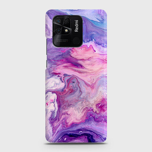 Xiaomi Redmi 10C Cover - Chic Blue Liquid Marble Printed Hard Case with Life Time Colors Guarantee