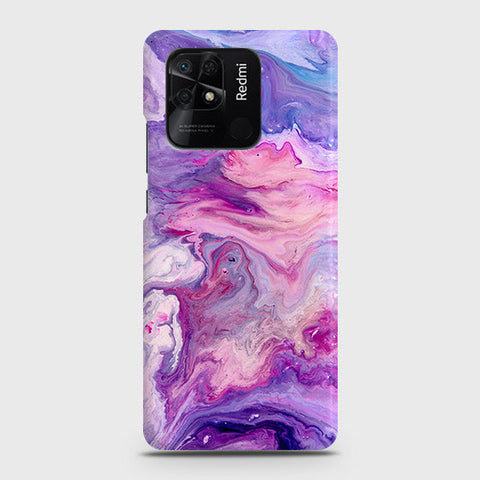 Xiaomi Redmi 10C Cover - Chic Blue Liquid Marble Printed Hard Case with Life Time Colors Guarantee