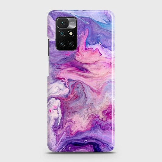 Xiaomi Redmi 10 Cover - Chic Blue Liquid Marble Printed Hard Case with Life Time Colors Guarantee
