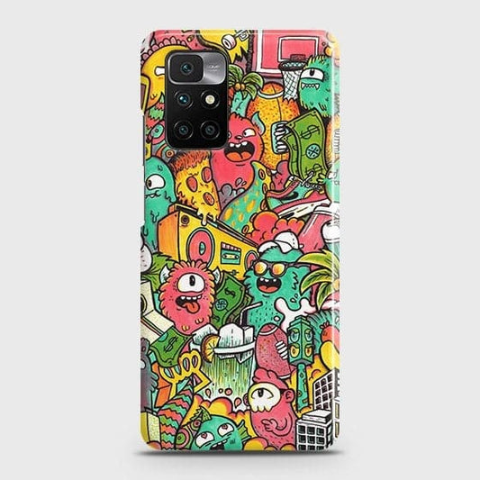 Xiaomi Redmi 10 Cover - Candy Colors Trendy Sticker Bomb Printed Hard Case with Life Time Colors Guarantee