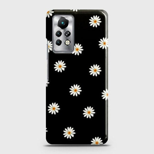 Infinix Note 11 Pro Cover - Matte Finish - White Bloom Flowers with Black Background Printed Hard Case with Life Time Colors Guarantee