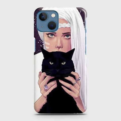 iPhone 13 Mini Cover - Trendy Wild Black Cat Printed Hard Case with Life Time Colors Guarantee