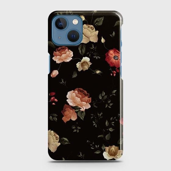 iPhone 13 Mini Cover - Matte Finish - Dark Rose Vintage Flowers Printed Hard Case with Life Time Colors Guarantee