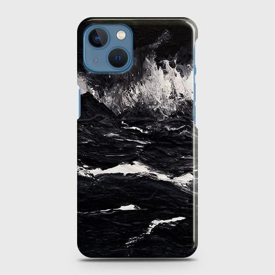 iPhone 13 Mini Cover - Black Ocean Marble Trendy Printed Hard Case with Life Time Colors Guarantee