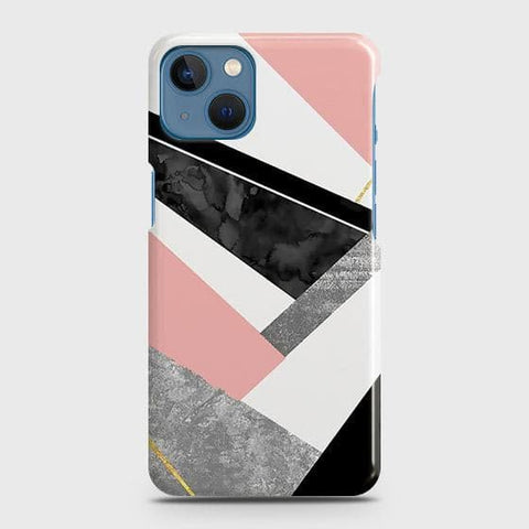 iPhone 13 Mini Cover - Matte Finish - Geometric Luxe Marble Trendy Printed Hard Case with Life Time Colors Guarantee