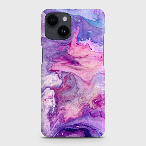 iPhone 14 Cover - Chic Blue Liquid Marble Printed Hard Case with Life Time Colors Guarantee