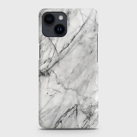 iPhone 14 Cover - Matte Finish - Trendy White Marble Printed Hard Case with Life Time Colors Guarantee