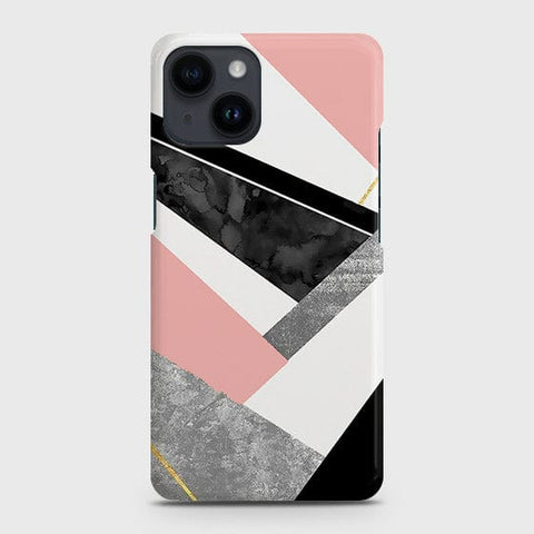 iPhone 14 Cover - Matte Finish - Geometric Luxe Marble Trendy Printed Hard Case with Life Time Colors Guarantee