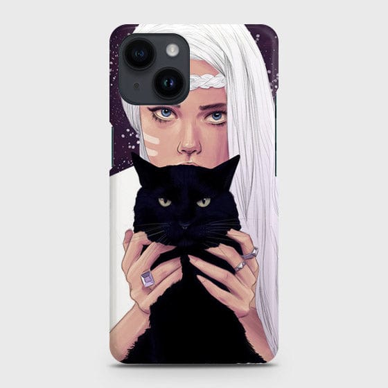 iPhone 14 Plus Cover - Trendy Wild Black Cat Printed Hard Case with Life Time Colors Guarantee