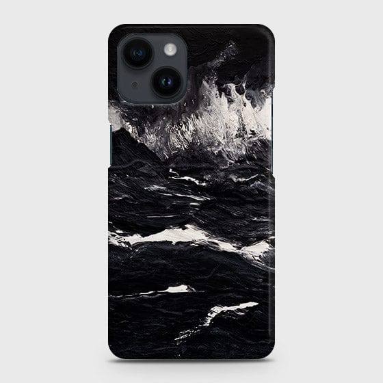 iPhone 14 Plus Cover - Black Ocean Marble Trendy Printed Hard Case with Life Time Colors Guarantee