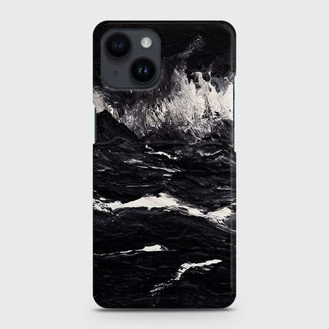 iPhone 14 Plus Cover - Black Ocean Marble Trendy Printed Hard Case with Life Time Colors Guarantee
