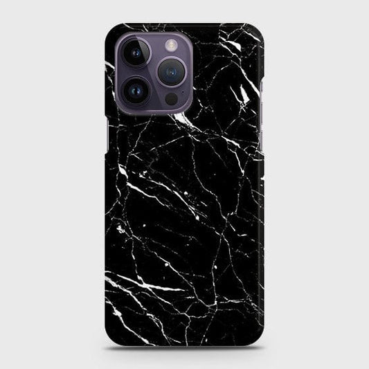 iPhone 14 Pro Cover - Trendy Black Marble Printed Hard Case with Life Time Colors Guarantee