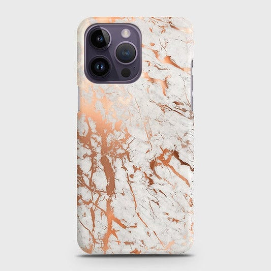 iPhone 14 Pro Cover - In Chic Rose Gold Chrome Style Printed Hard Case with Life Time Colors Guarantee