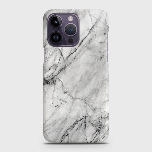 iPhone 14 Pro Cover - Matte Finish - Trendy White Marble Printed Hard Case with Life Time Colors Guarantee