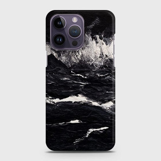 iPhone 14 Pro Cover - Black Ocean Marble Trendy Printed Hard Case with Life Time Colors Guarantee