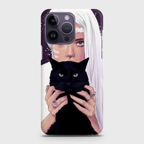 iPhone 14 Pro Max Cover - Trendy Wild Black Cat Printed Hard Case with Life Time Colors Guarantee