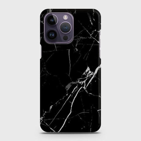 iPhone 14 Pro Max Cover - Black Modern Classic Marble Printed Hard Case with Life Time Colors Guarantee