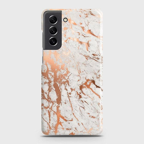 Samsung Galaxy S21 FE 5G Cover - In Chic Rose Gold Chrome Style Printed Hard Case with Life Time Colors Guarantee (Fast Delivery)