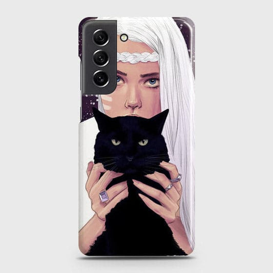Samsung Galaxy S21 FE 5G Cover - Trendy Wild Black Cat Printed Hard Case with Life Time Colors Guarantee