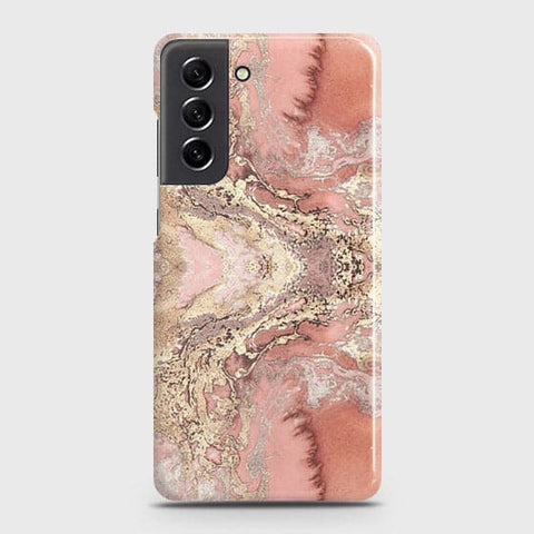 Samsung Galaxy S21 FE 5G Cover - Trendy Chic Rose Gold Marble Printed Hard Case with Life Time Colors Guarantee (Fast Delivery)(W)