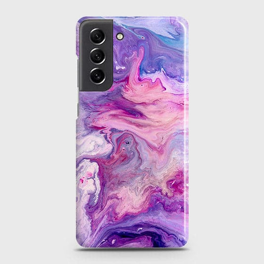 Samsung Galaxy S21 FE 5G Cover - Chic Blue Liquid Marble Printed Hard Case with Life Time Colors Guarantee