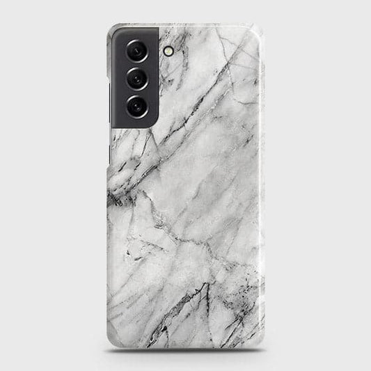 Samsung Galaxy S21 FE 5G Cover - Matte Finish - Trendy White Marble Printed Hard Case with Life Time Colors Guarantee