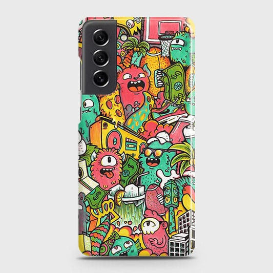 Samsung Galaxy S21 FE 5G Cover - Candy Colors Trendy Sticker Bomb Printed Hard Case with Life Time Colors Guarantee