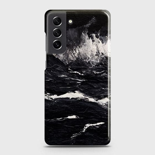 Samsung Galaxy S21 FE 5G Cover - Black Ocean Marble Trendy Printed Hard Case with Life Time Colors Guarantee