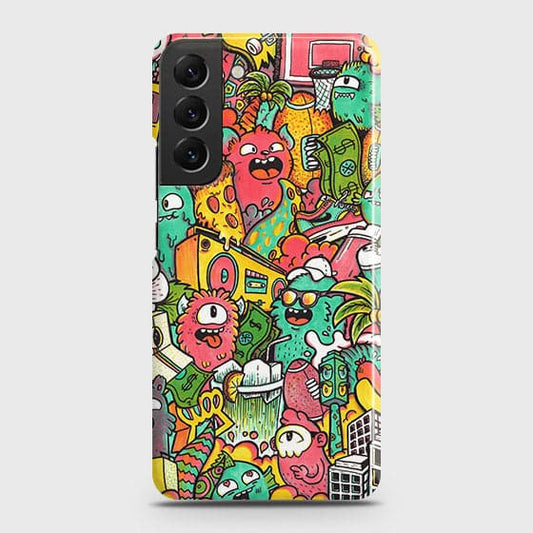 Samsung Galaxy S22 5G Cover - Candy Colors Trendy Sticker Bomb Printed Hard Case with Life Time Colors Guarantee  B66 b-67