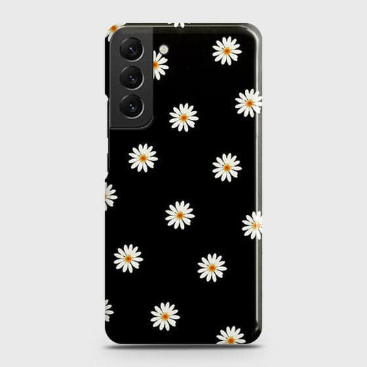 Samsung Galaxy S22 5G Cover - Matte Finish - White Bloom Flowers with Black Background Printed Hard Case with Life Time Colors Guarantee