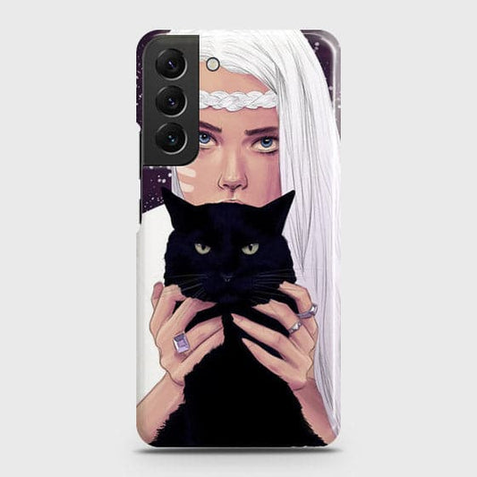Samsung Galaxy S22 Plus 5G Cover - Trendy Wild Black Cat Printed Hard Case with Life Time Colors Guarantee
