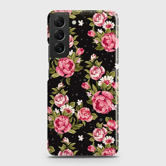 Samsung Galaxy S22 Plus 5G Cover - Trendy Pink Rose Vintage Flowers Printed Hard Case with Life Time Colors Guarantee