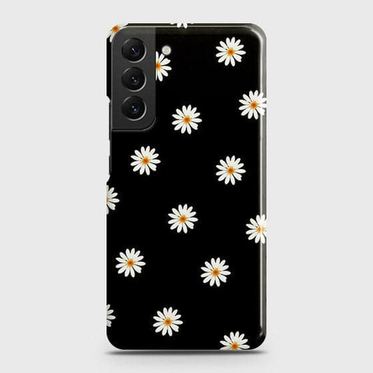 Samsung Galaxy S22 Plus 5G Cover - Matte Finish - White Bloom Flowers with Black Background Printed Hard Case with Life Time Colors Guarantee