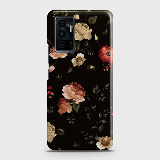 Vivo V23e Cover - Matte Finish - Dark Rose Vintage Flowers Printed Hard Case with Life Time Colors Guarantee