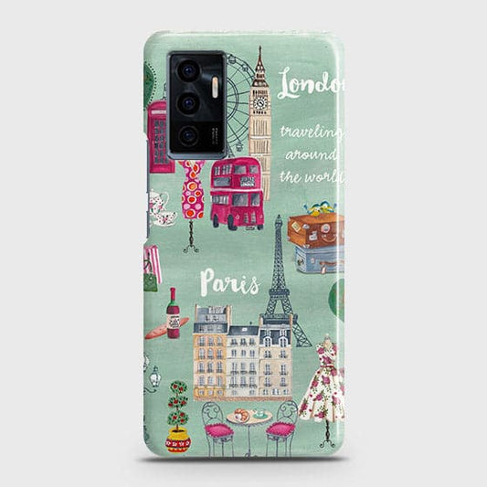 Vivo V23e Cover - Matte Finish - London, Paris, New York ModernPrinted Hard Case with Life Time Colors Guarantee