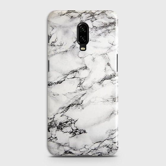 OnePlus 6T Cover - Matte Finish - Trendy Mysterious White Marble Printed Hard Case with Life Time Colors Guarantee