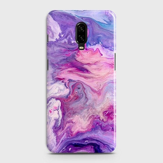 OnePlus 6T Cover - Chic Blue Liquid Marble Printed Hard Case with Life Time Colors Guarantee