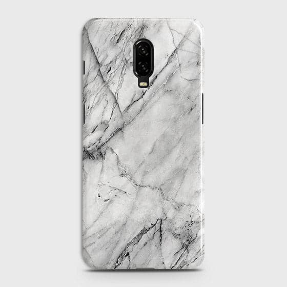 OnePlus 6T Cover - Matte Finish - Trendy White Floor Marble Printed Hard Case with Life Time Colors Guarantee - b45
